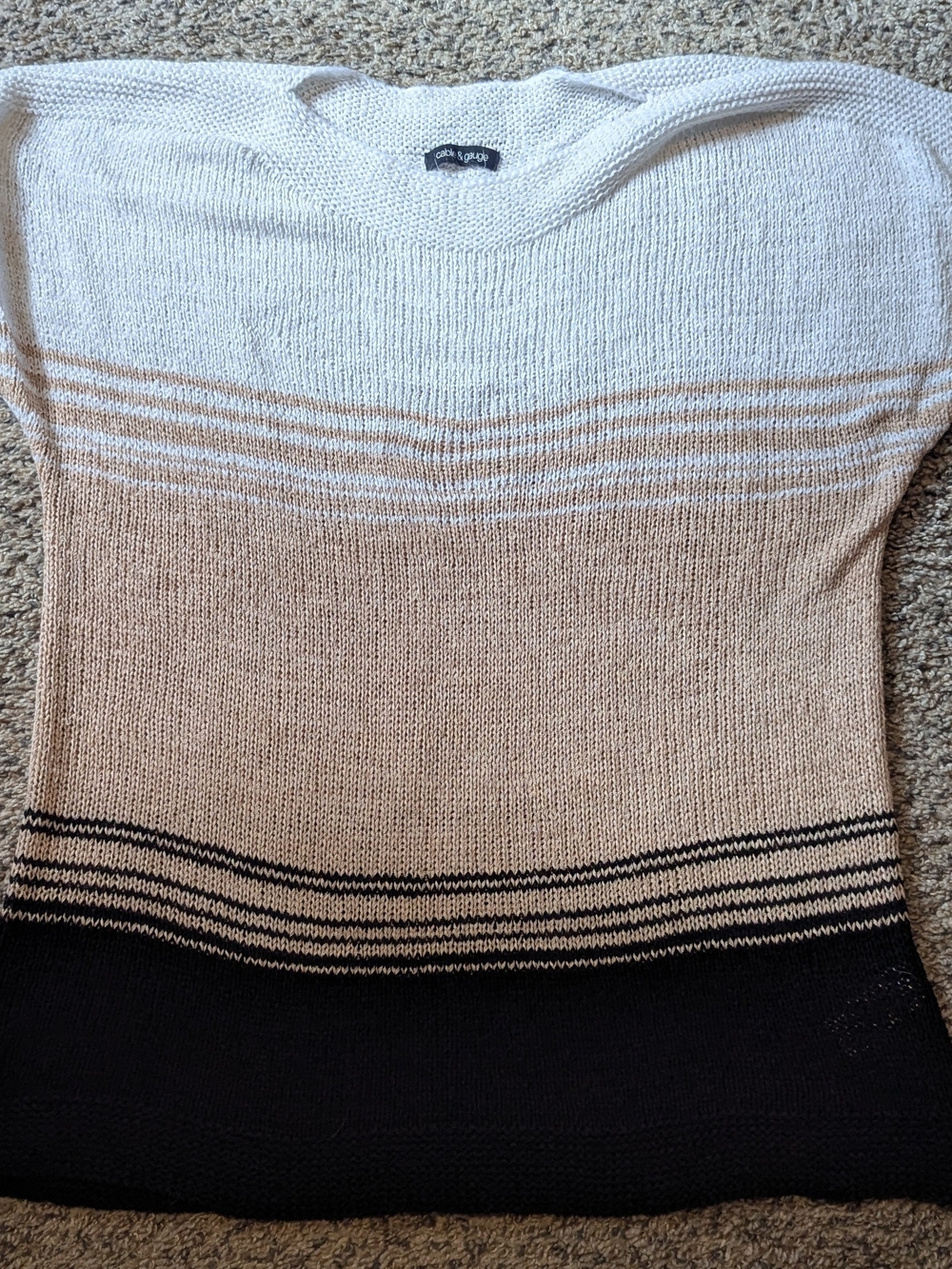 Cable & Gauge Cream, Tan & Black Striped Knit Sweater